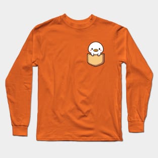 Baby Goose in Pocket Cute Kawaii Peeking Bird Long Sleeve T-Shirt